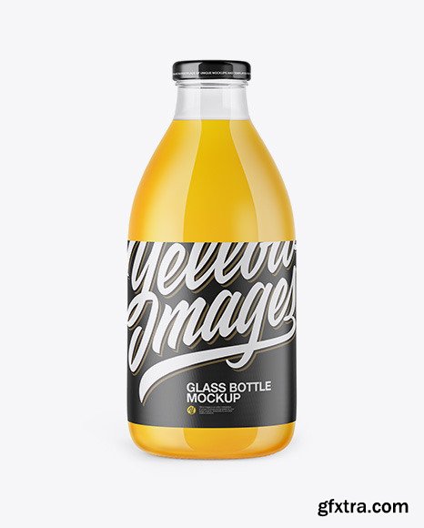 Clear Glass Bottle With Orange Juice Mockup 49938