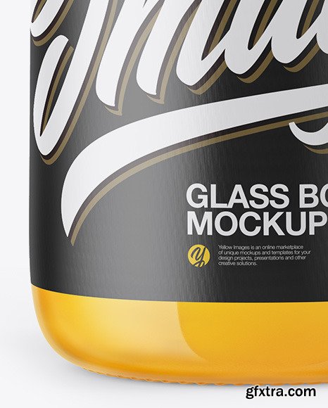 Clear Glass Bottle With Orange Juice Mockup 49938