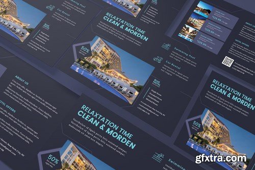 Hotel Horizontal A5 Business Poster Flyer Business Card Brochure Bifold Trifold