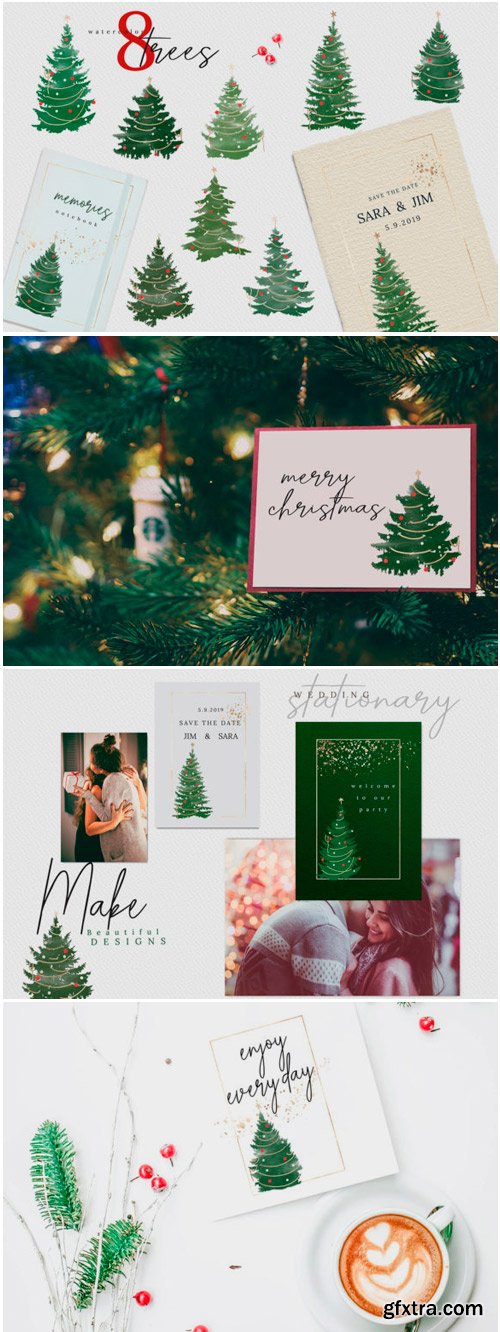 Christmas Watercolor Tree Cards 04 1799227