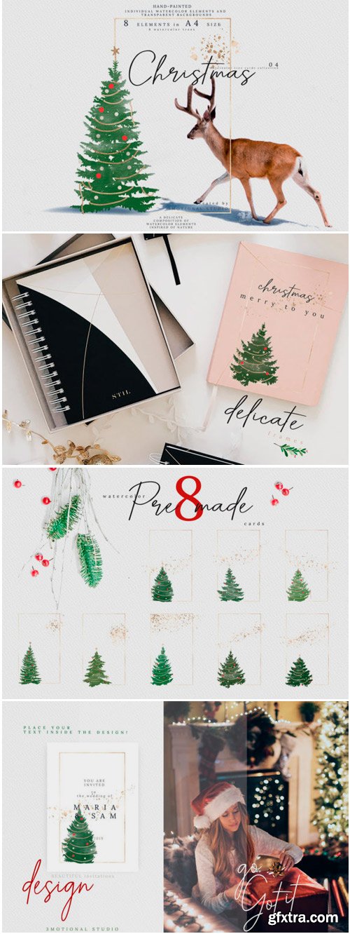 Christmas Watercolor Tree Cards 04 1799227