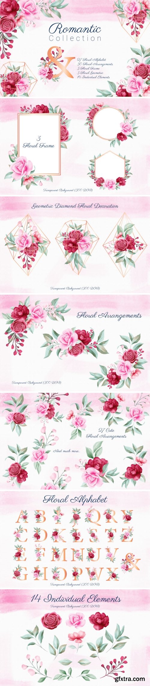 Romantic Watercolor Flowers Collection 1831332