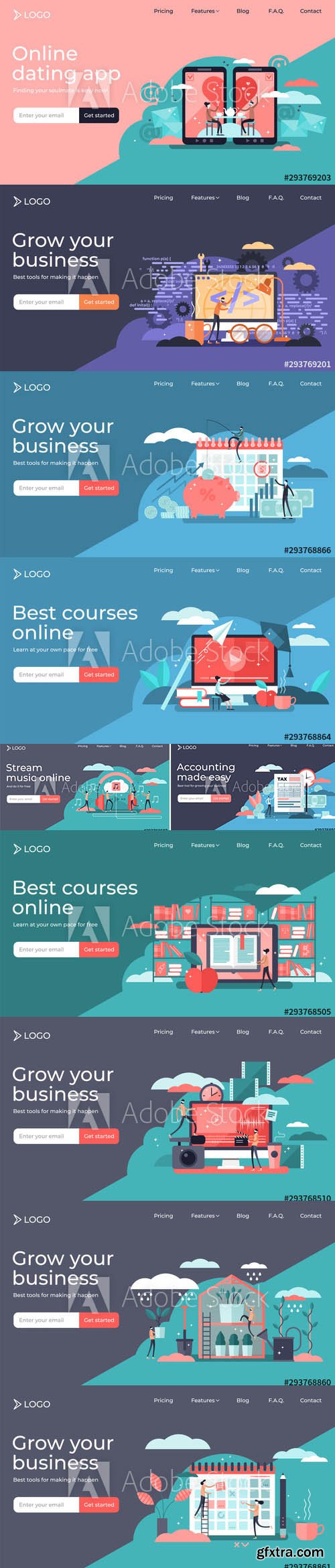 Vector Set - Landing Page Template Design Illustrations