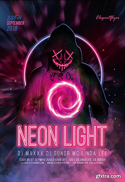 Neon Light V0410 2019 PSD Flyer Template