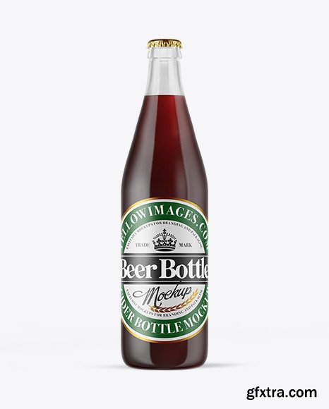 Clear Glass Bottle with Red Ale Mockup 49924