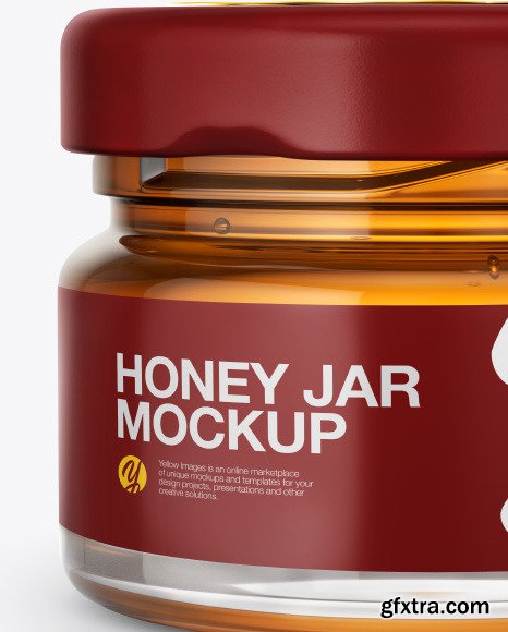 Glass Jar with Pure Honey Mockup 49948