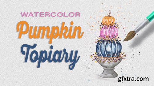 Watercolor Pumpkin Topiary