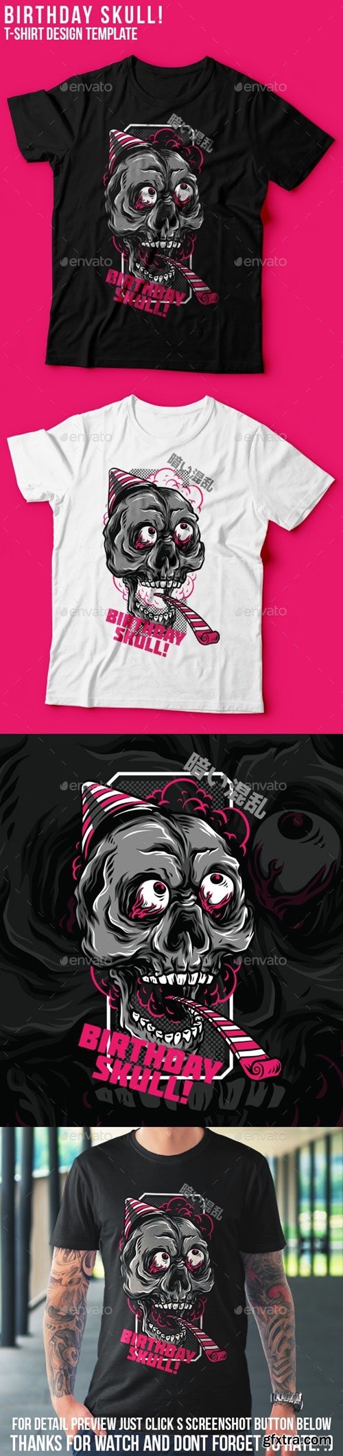 GraphicRiver - Birthday Skull T-Shirt Design 24731481