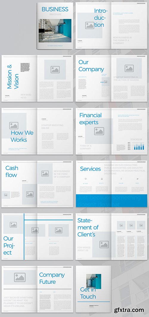 Business Brochure Layout with Blue Accents 293877947