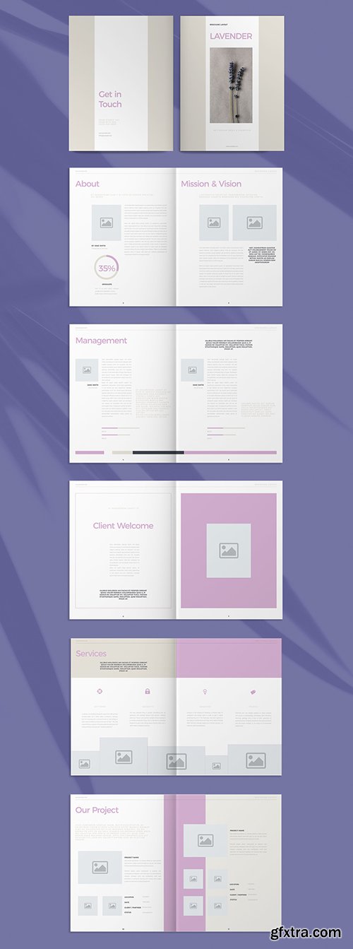 Business Brochure Layout with Purple Accents 293882892