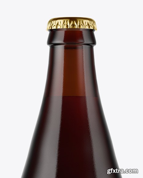 Amber Glass Bottle With Red Ale Mockup 49906