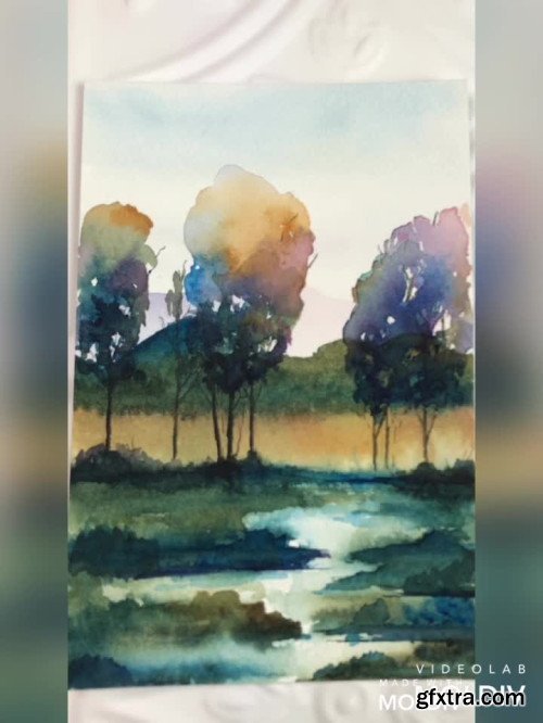 Luminous Watercolor Landscape