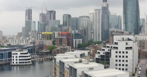 London Financial and Banking District. Canary Wharf Skyscrapers in Docklands - TFJ3CWR