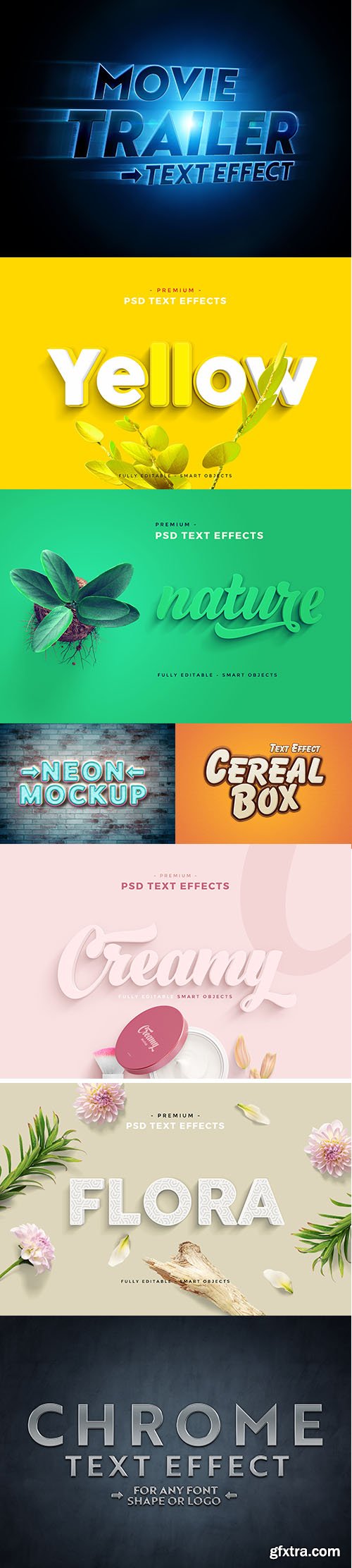 Collection of 8 PSD Text Effect