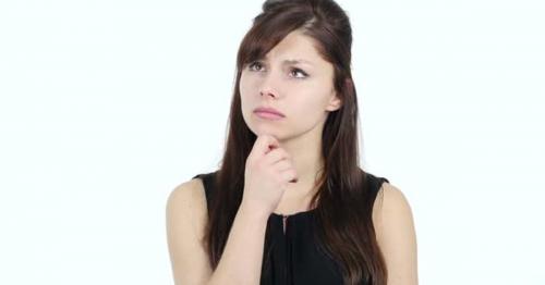 Thinking Young Girl, White Background - GEVFPUY