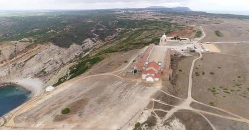 Aerial View of Ancient Monastery Near Coastline - 2LYS8Z6