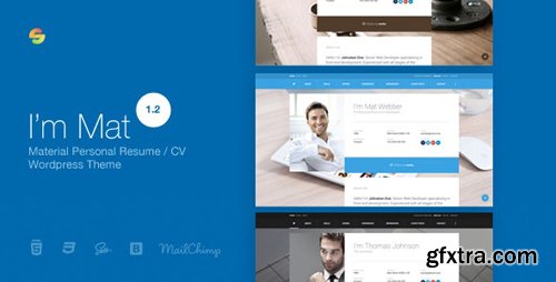 ThemeForest - I am Mat v1.2 - Material Personal Resume / CV vCard WordPress Theme - 17373558