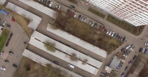 Aerial View of Sleeping Buildings and Complexes with Yard and Playground - AD3QTRW
