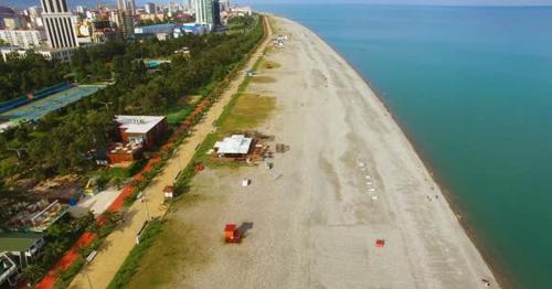 Beach Line in Batumi Georgia, Popular Tourist Destination, Summertime Holidays - ZLCNBH2