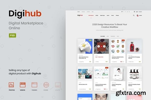 Digihub - Digital Marketplace Online PSD Template