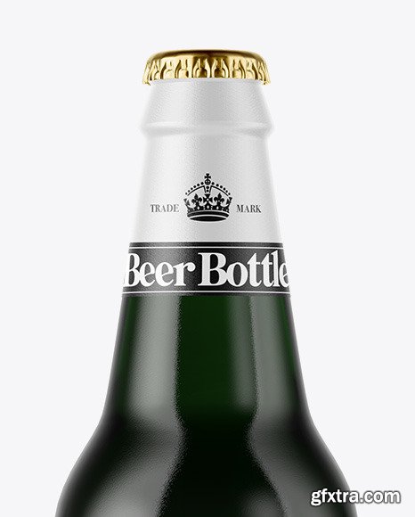 Green Glass Dark Beer Bottle Mockup 49969