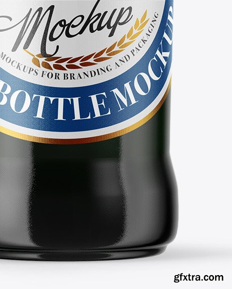 Green Glass Dark Beer Bottle Mockup 49969