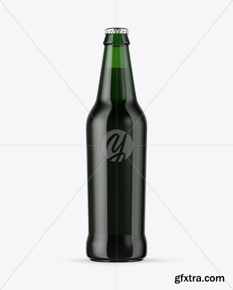 Green Glass Dark Beer Bottle Mockup 49969