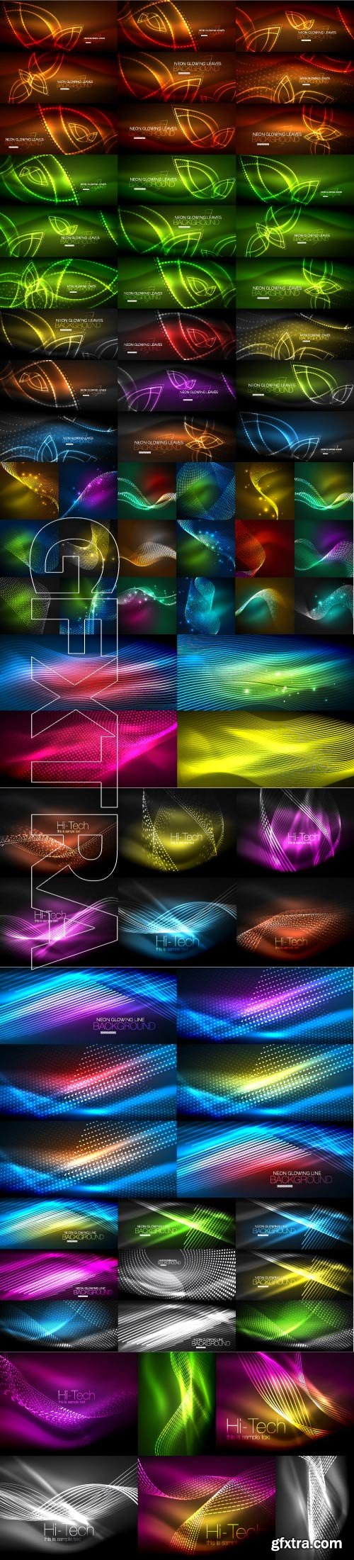 Mega collection of neon glowing waves # 3