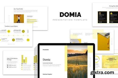 Domia : Yellow Color Tone Pitch Deck Powerpoint