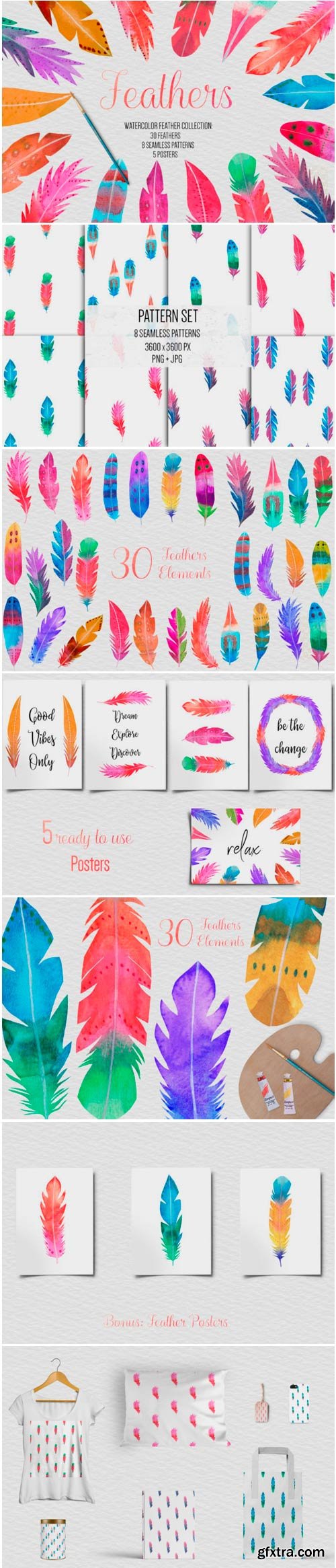 Watercolor Feathers Clipart 1840804