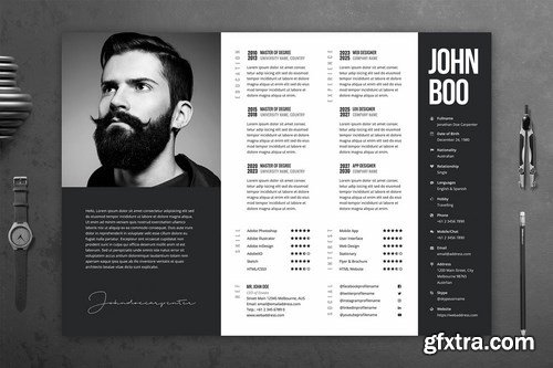 Minimal Black and White CV Template 52