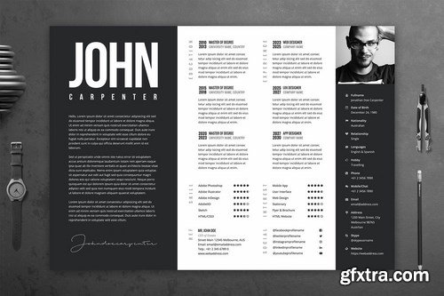 Minimal Black and White CV Template 52