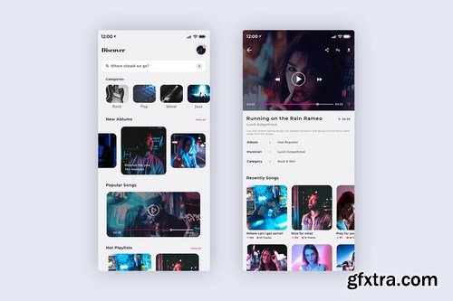 Xonique-Music Mobile App UI Kit Light Version