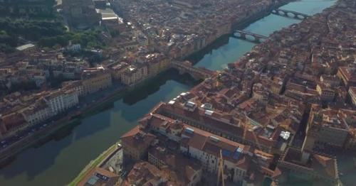 Aerial Panoramic View of Florence at Sunset, Italy - Q3BHXZS