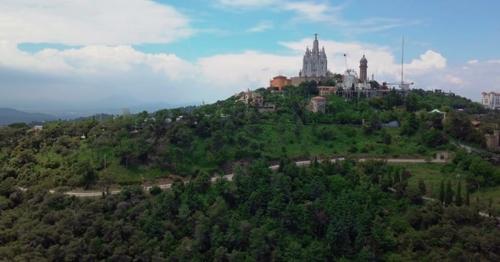 Aerial Skyline of Barcelona From Tibidabo Mountain - DXCBQKP