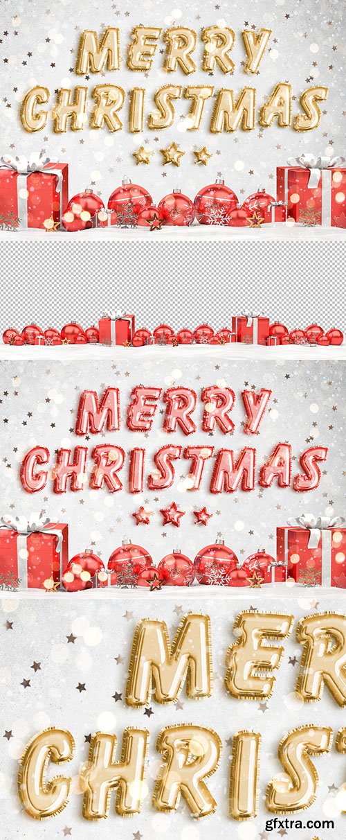 Christmas Foil Balloon Text Effect Mockup 294693929