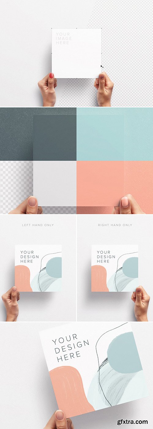 Hands Holding Square Paper Mockup 292406076