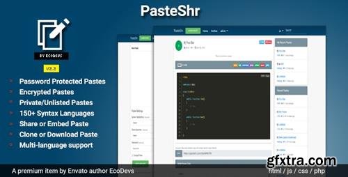 CodeCanyon - PasteShr v1.8 - Text Hosting & Sharing Script - 23019437 - NULLED