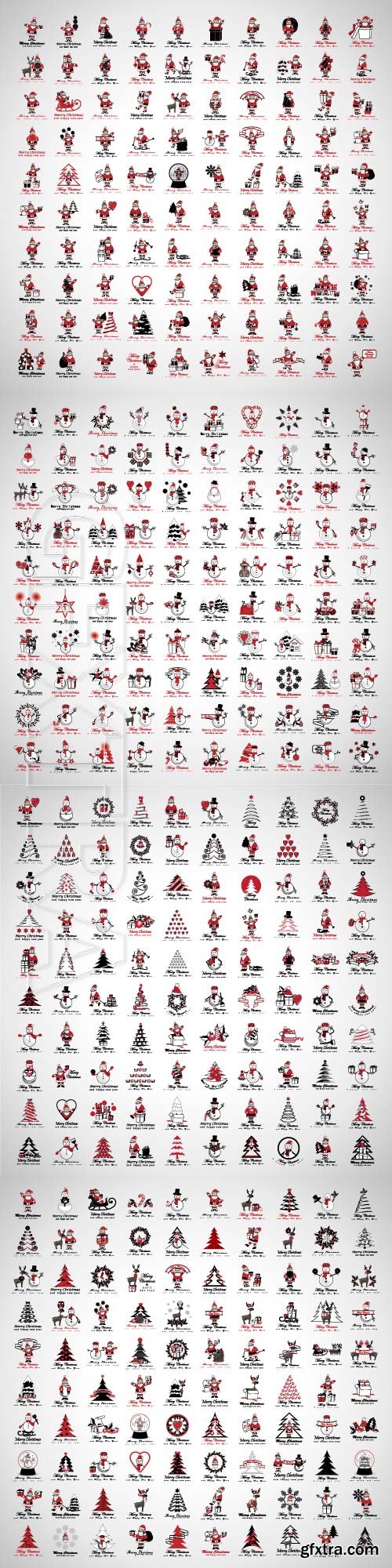 Santa Claus icons and Christmas elements set