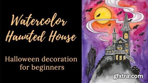 Paint an Easy Halloween Haunted House with Watercolors