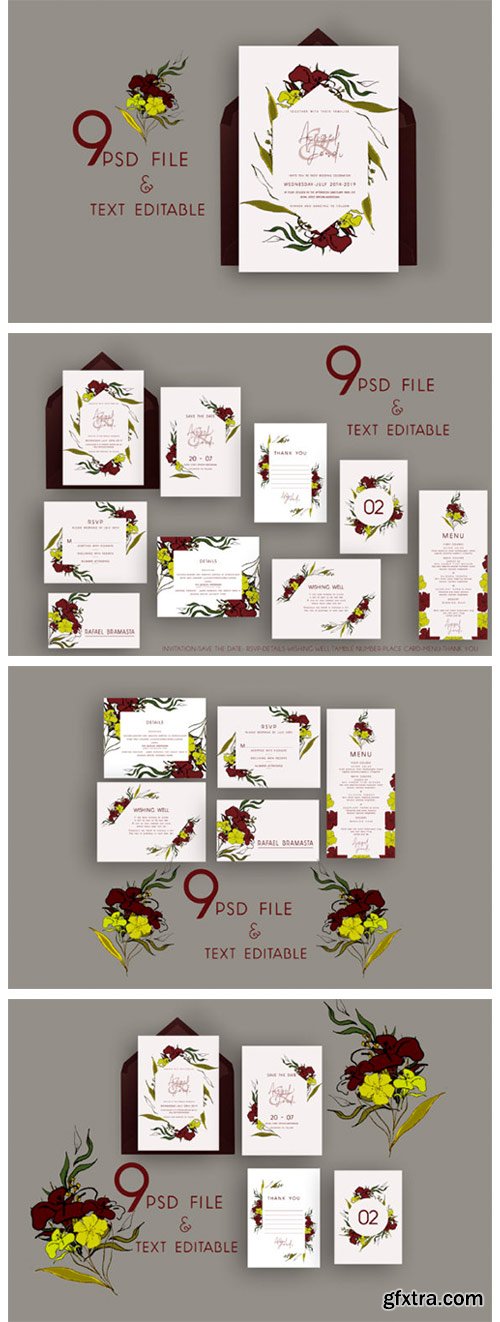 Paper Flower Wedding Invitation Suite 1843361