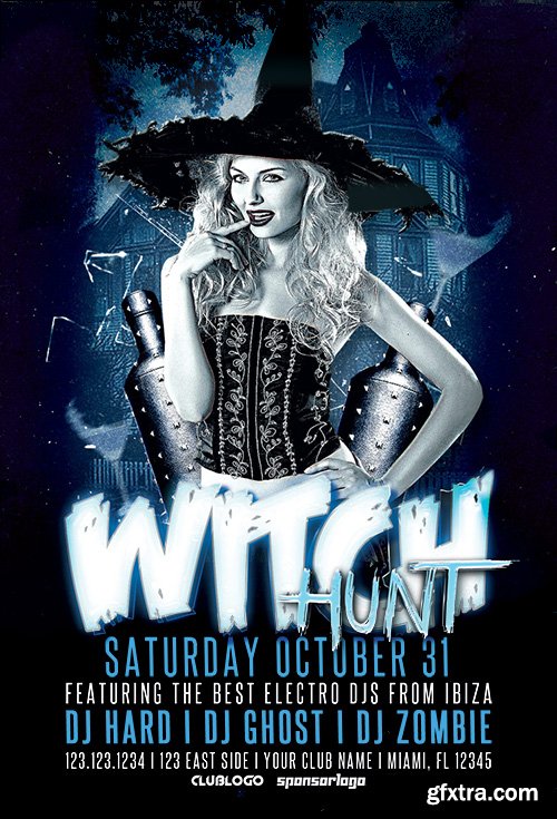 Witch Hunt Halloween Party Flyer Template