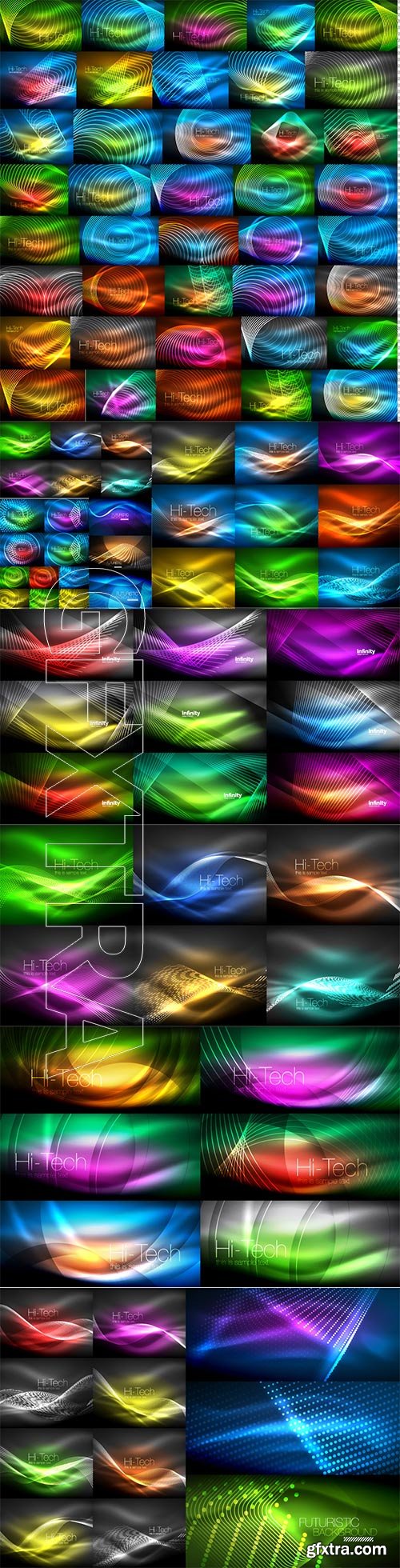 Mega collection of neon glowing waves # 6