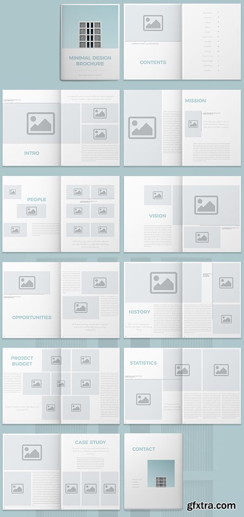 Brochure Layout with Light Blue Accents 295137414