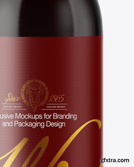 Amber Glass Red Wine Bottle Mockup 49928