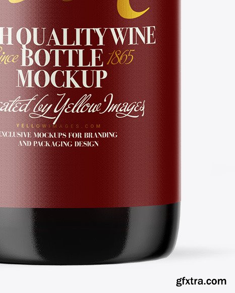 Amber Glass Red Wine Bottle Mockup 49928