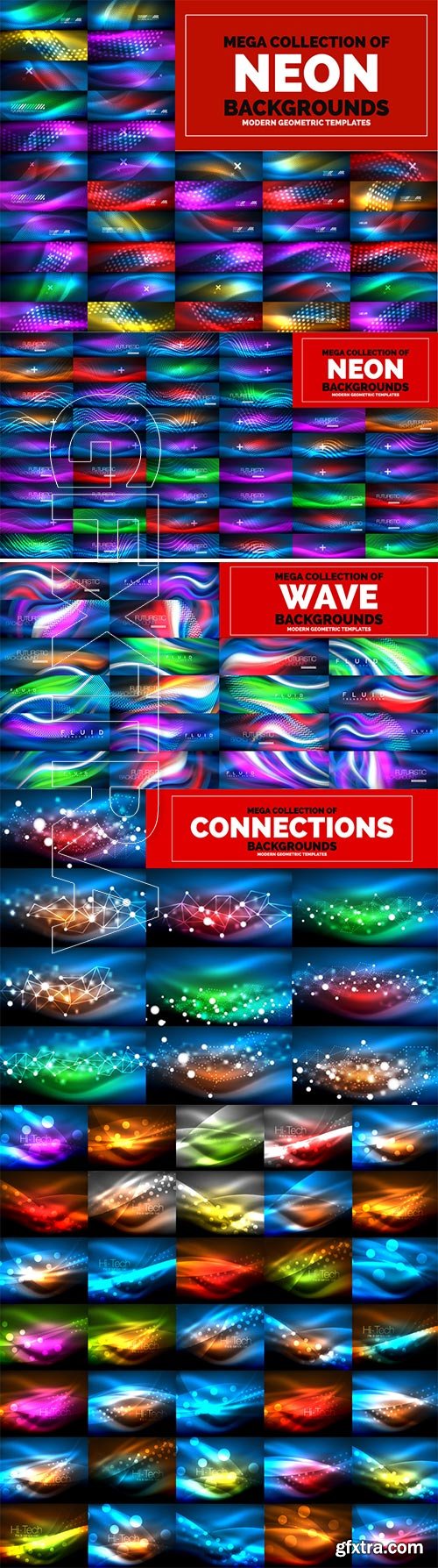 Mega collection of neon glowing waves # 9