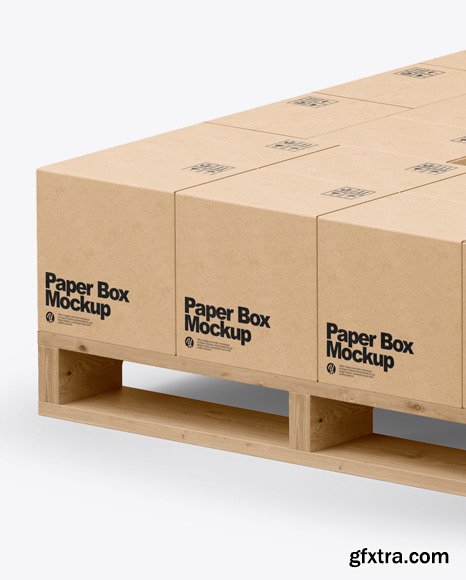 Wooden Pallet with Kraft Boxes Mockup 50027