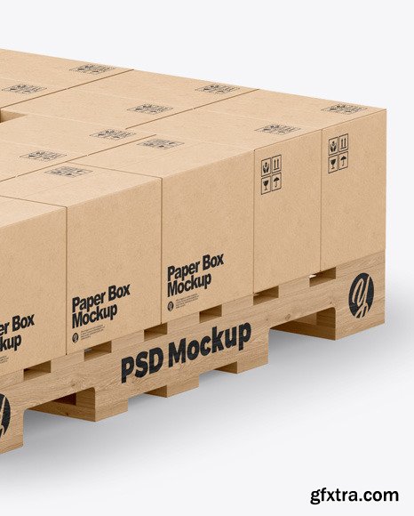 Wooden Pallet with Kraft Boxes Mockup 50027