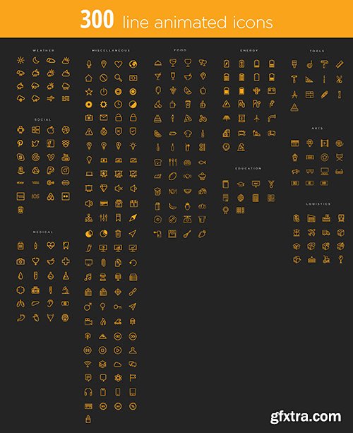 300 Line Animated Icons